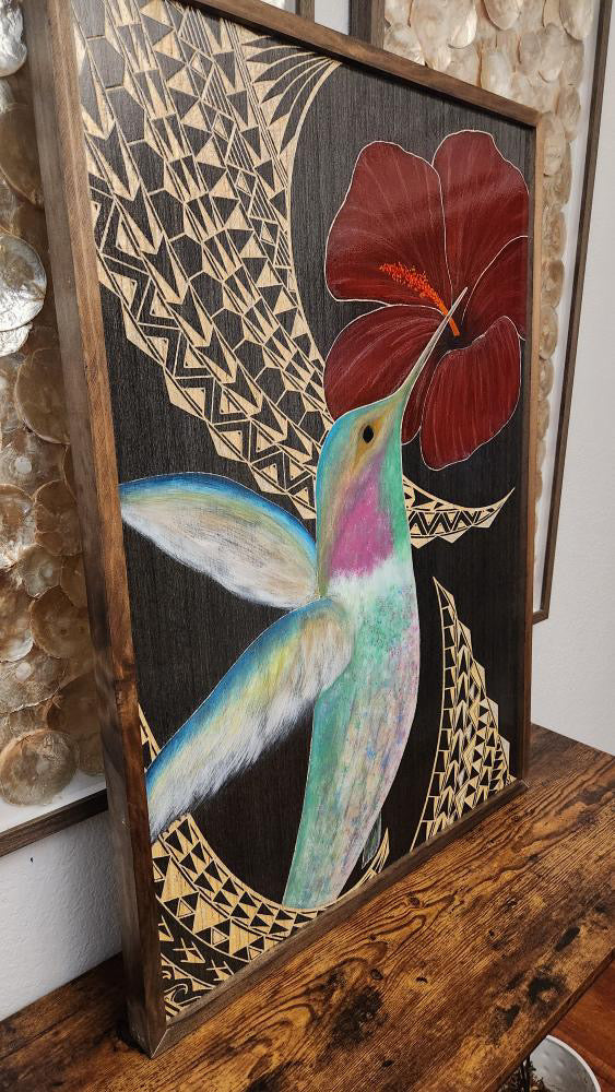 Hummingbird w/ Hibiscus flower