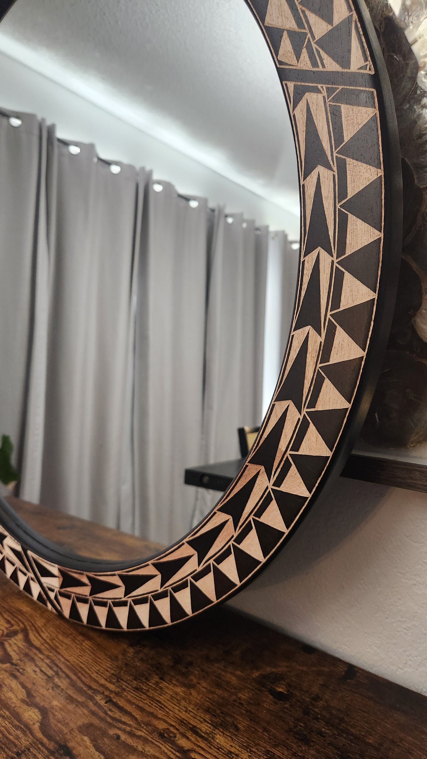 NEW! HAND CARVED 30-INCH MIRROR