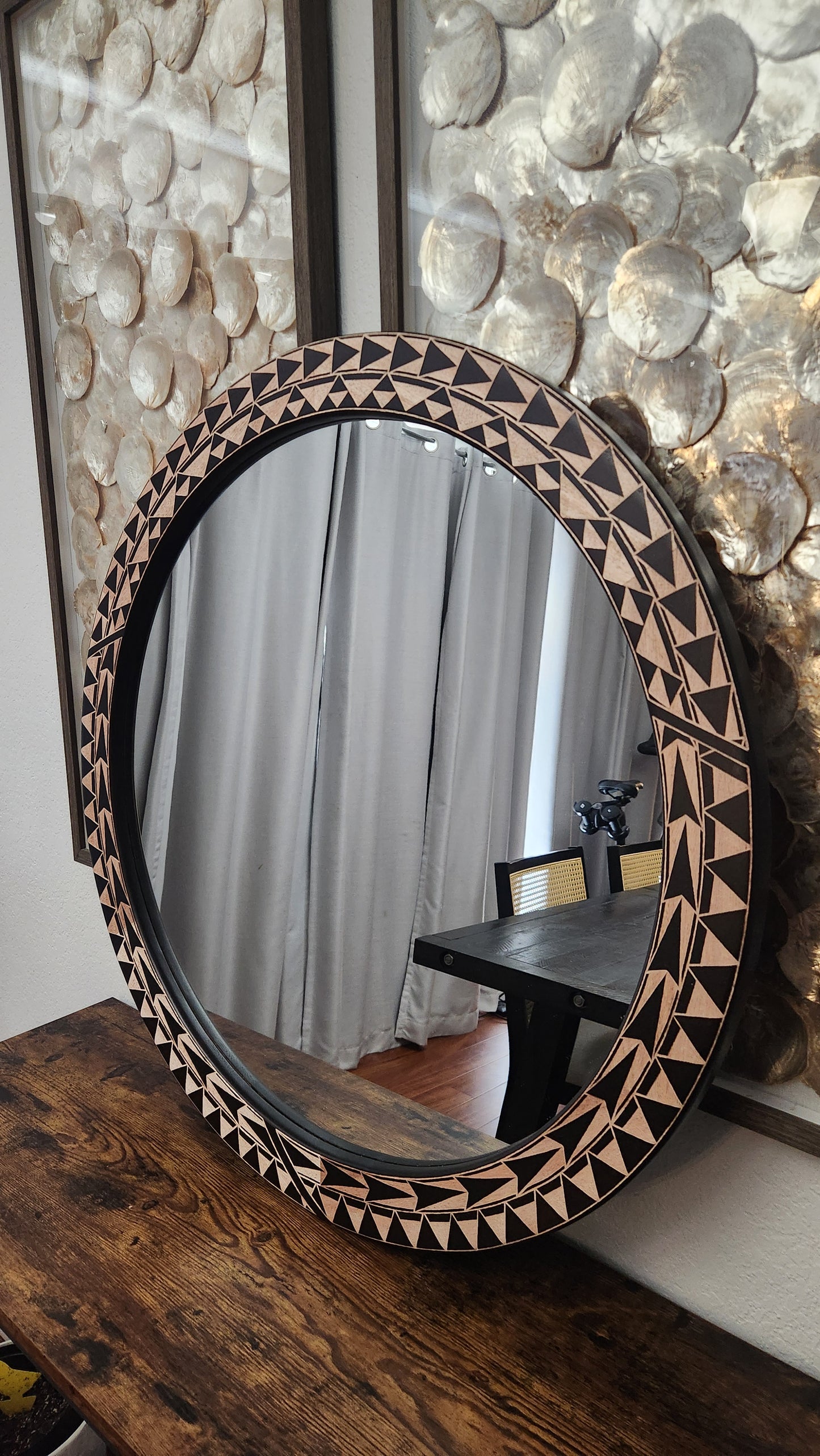 NEW! HAND CARVED 30-INCH MIRROR
