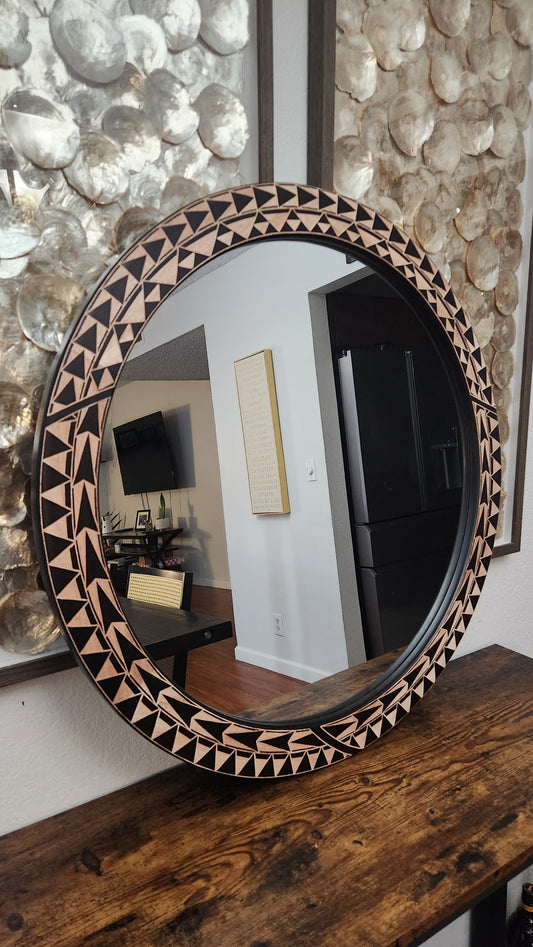 NEW! HAND CARVED 30-INCH MIRROR